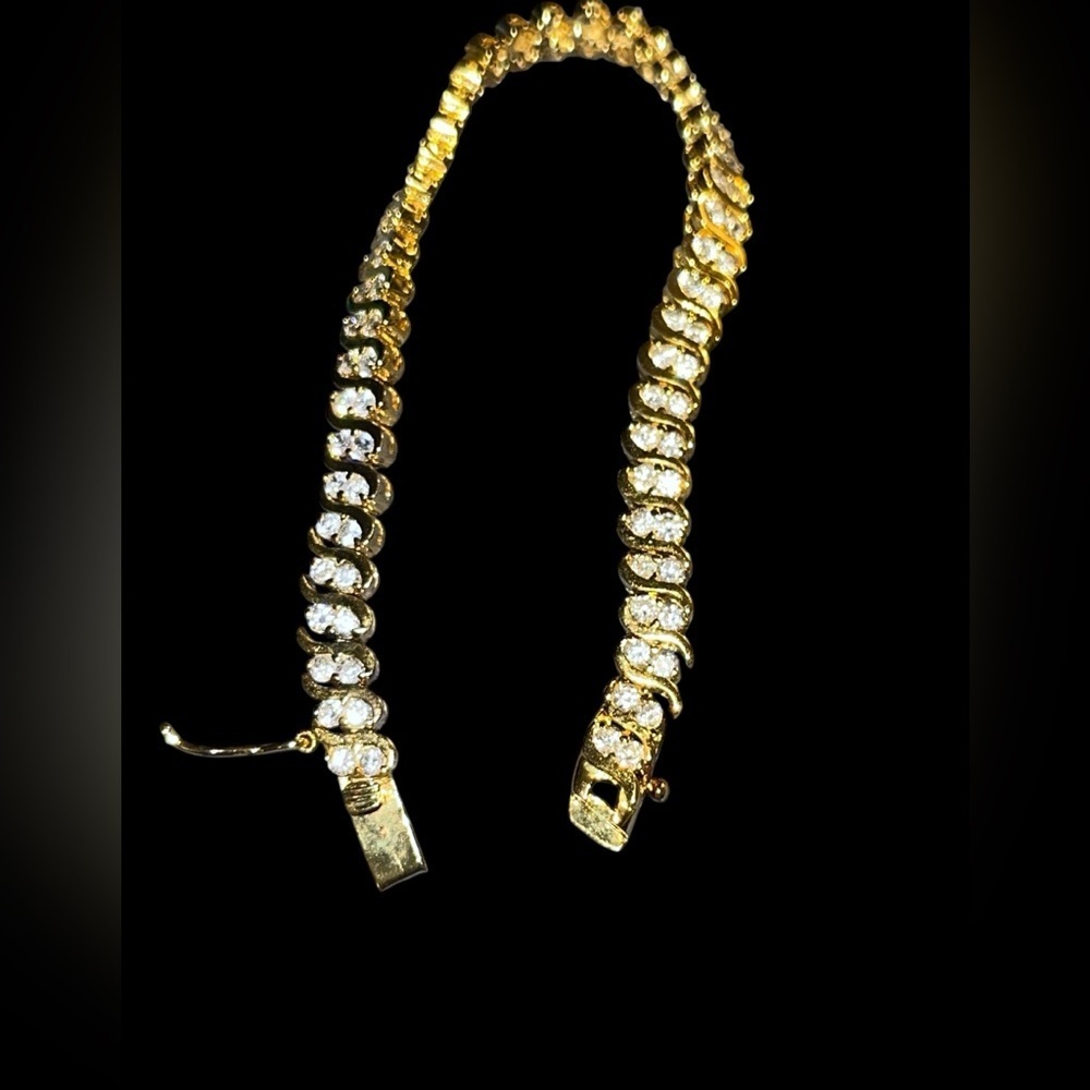 Beautiful CZ Gold and Silver Women's S Tennis  Bracelet - Picture 3 of 6